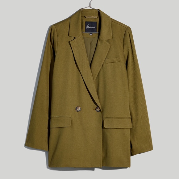 New MADEWELL Drapeweave Caldwell Double-Breasted Blazer in Kale